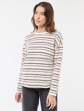 T-shirt a righe tricolore in cotone
