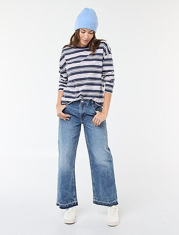 T-shirt a righe tricolore in cotone