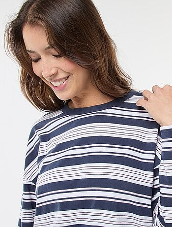 T-shirt a righe tricolore in cotone