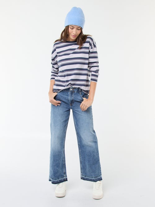 T-shirt a righe tricolore in cotone - Kiabi