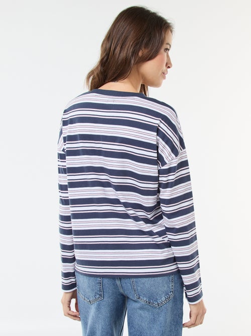 T-shirt a righe tricolore in cotone - Kiabi