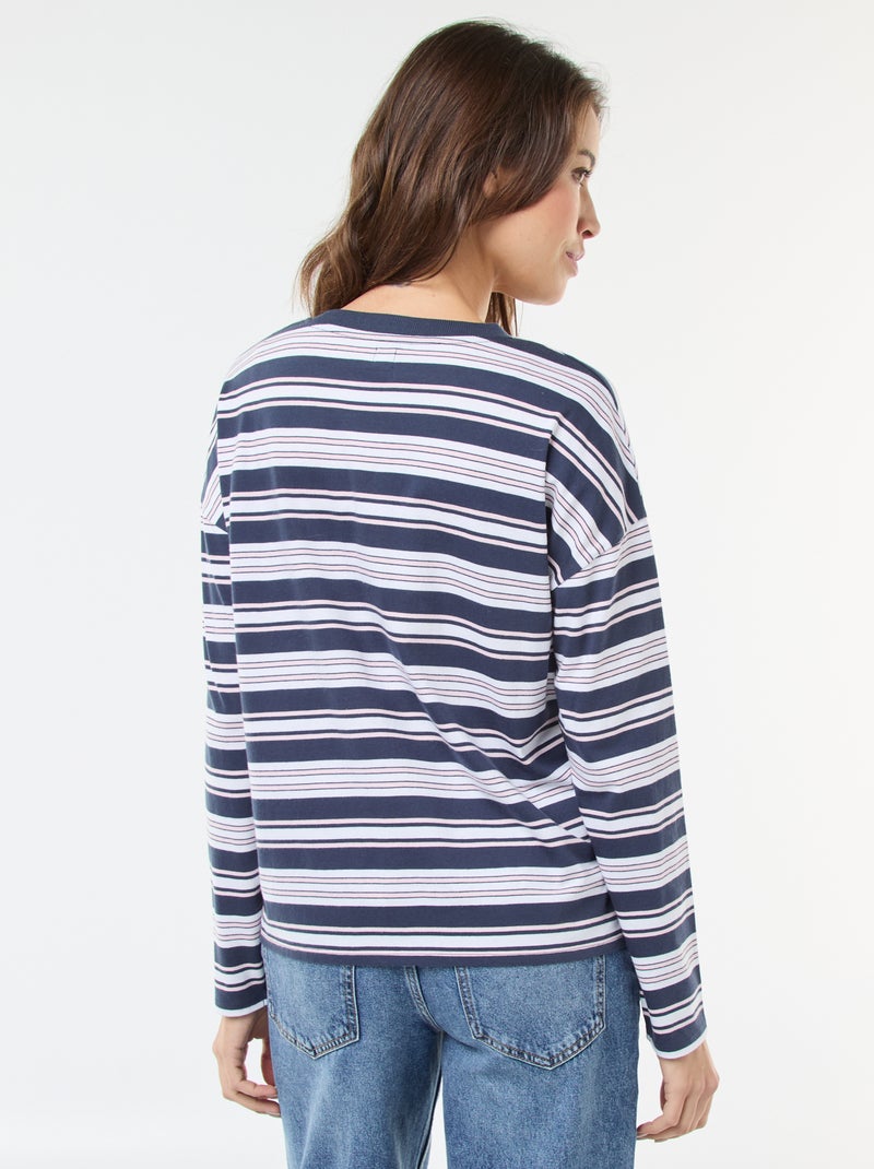T-shirt a righe tricolore in cotone Blu - Kiabi