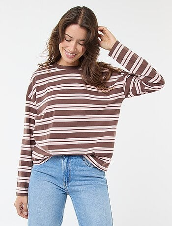 T-shirt a righe tricolore in cotone