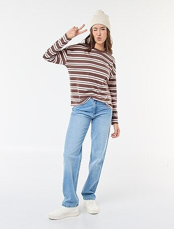 T-shirt a righe tricolore in cotone