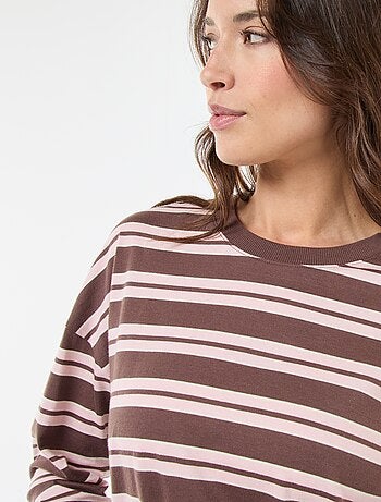 T-shirt a righe tricolore in cotone