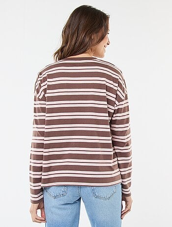 T-shirt a righe tricolore in cotone