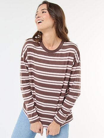 T-shirt a righe tricolore in cotone