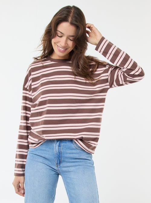 T-shirt a righe tricolore in cotone - Kiabi