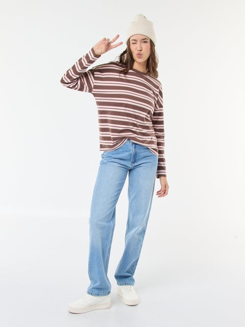 T-shirt a righe tricolore in cotone - Kiabi