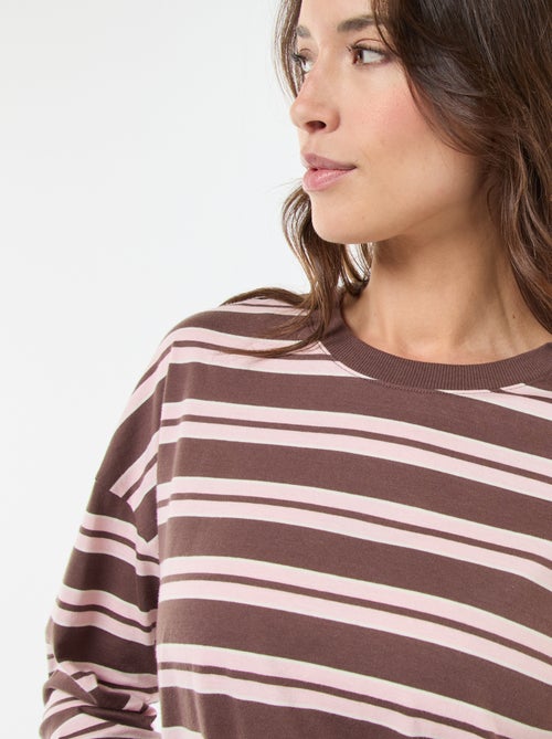 T-shirt a righe tricolore in cotone - Kiabi