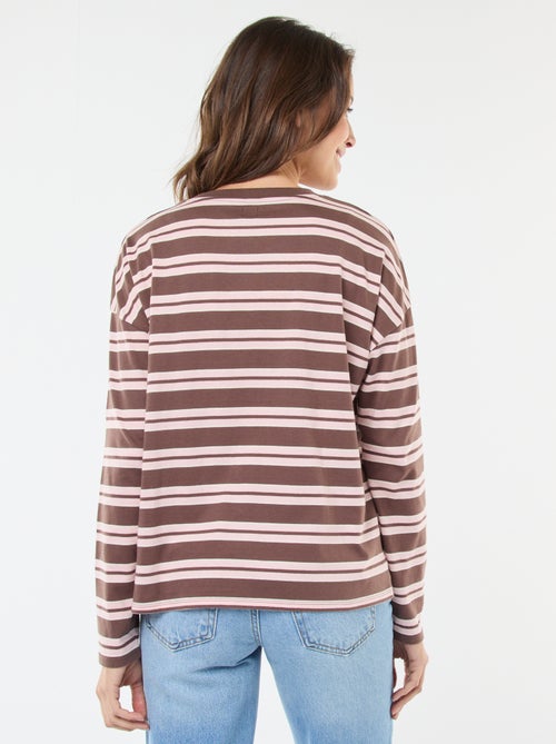 T-shirt a righe tricolore in cotone - Kiabi