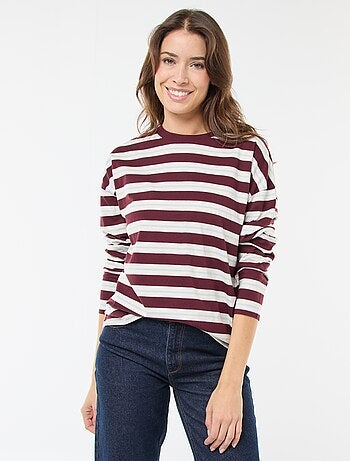 T-shirt a righe tricolore in cotone