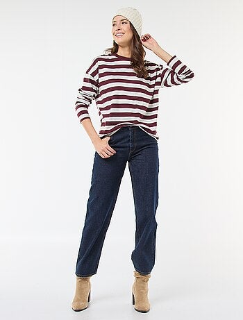 T-shirt a righe tricolore in cotone