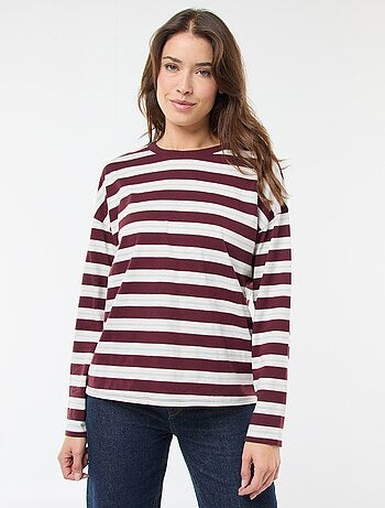T-shirt a righe tricolore in cotone