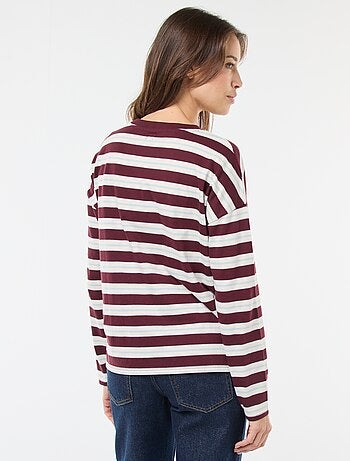 T-shirt a righe tricolore in cotone