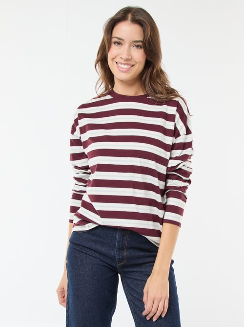 T-shirt a righe tricolore in cotone - Kiabi