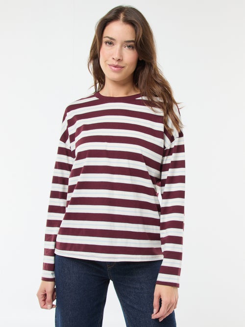 T-shirt a righe tricolore in cotone - Kiabi