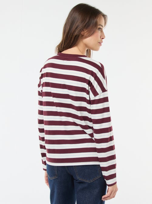 T-shirt a righe tricolore in cotone - Kiabi