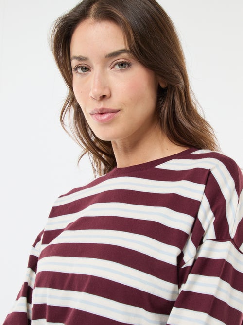 T-shirt a righe tricolore in cotone - Kiabi