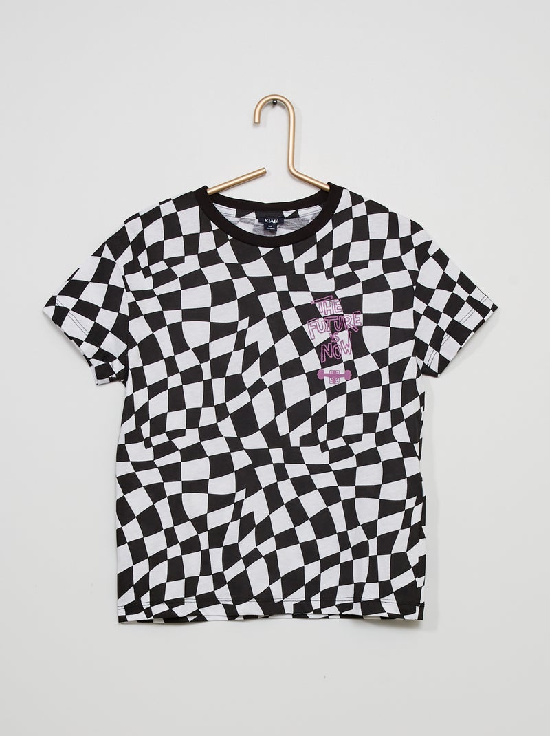 T-shirt a scacchi NERO - Kiabi
