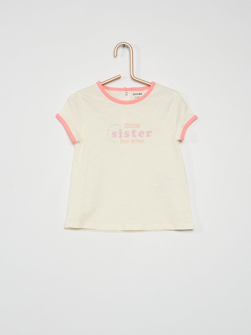 T-shirt a scollo tondo in jersey BIANCO - Kiabi