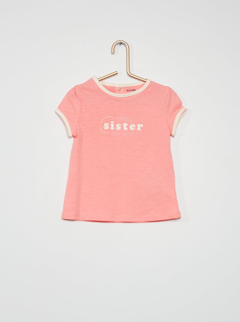 T-shirt a scollo tondo in jersey ROSA - Kiabi