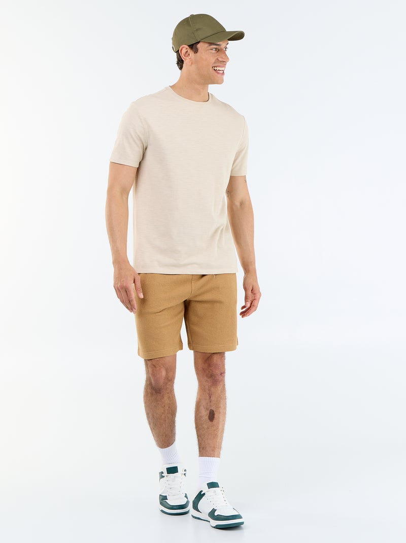 T-shirt a tinta unita a maniche corte Beige - Kiabi