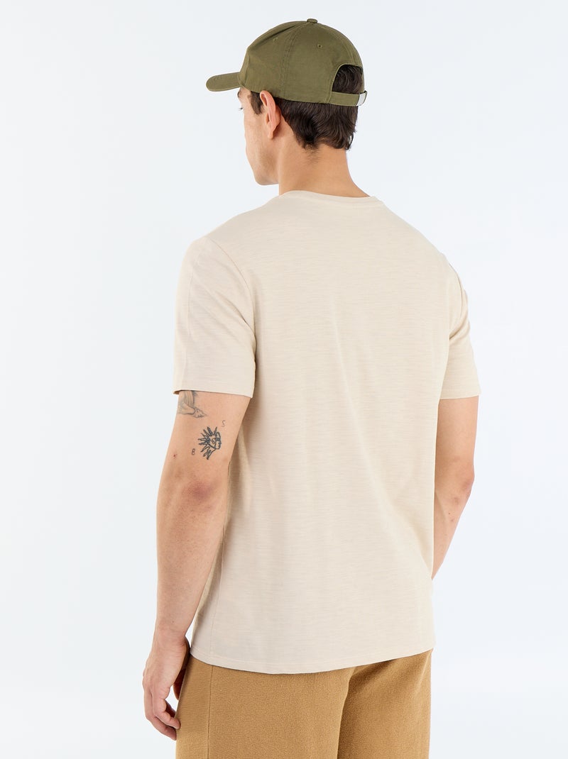 T-shirt a tinta unita a maniche corte Beige - Kiabi