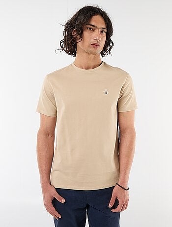 T-shirt a tinta unita a maniche corte con ricamo