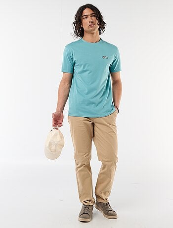 T-shirt a tinta unita a maniche corte con ricamo