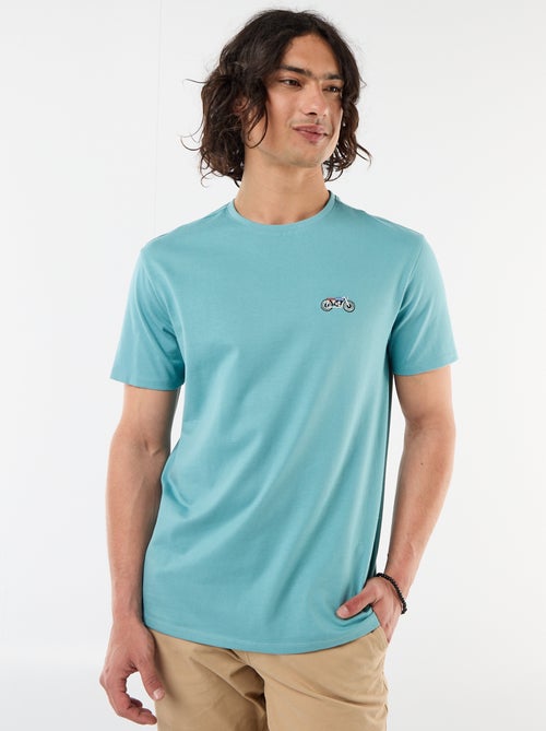 T-shirt a tinta unita a maniche corte con ricamo - Kiabi