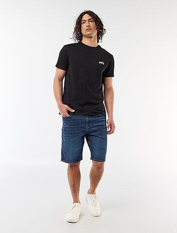 T-shirt a tinta unita a maniche corte con ricamo