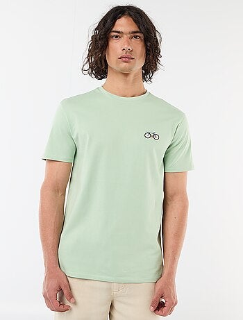 T-shirt a tinta unita a maniche corte con ricamo