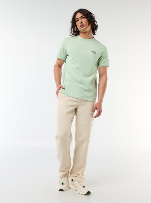 T-shirt a tinta unita a maniche corte con ricamo - Kiabi