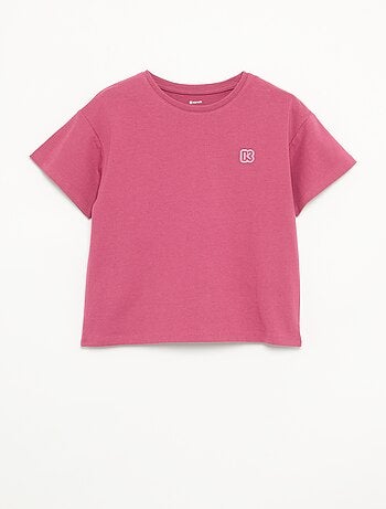 T-shirt a tinta unita a maniche corte da bambina - Kiabi