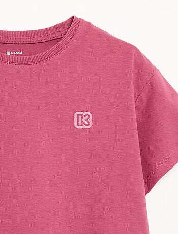 T-shirt a tinta unita a maniche corte da bambina - Kiabi