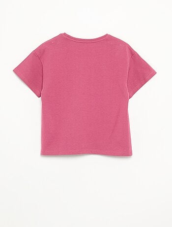 T-shirt a tinta unita a maniche corte da bambina - Kiabi