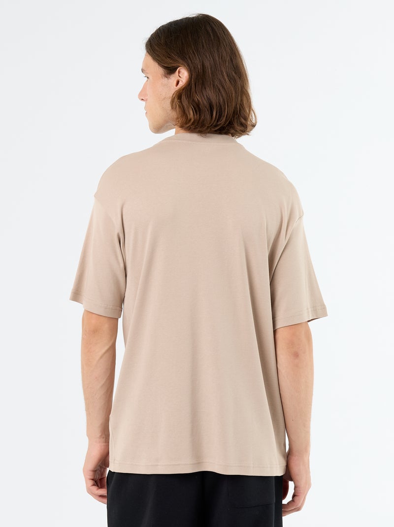 T-shirt a tinta unita a maniche corte e girocollo Beige - Kiabi