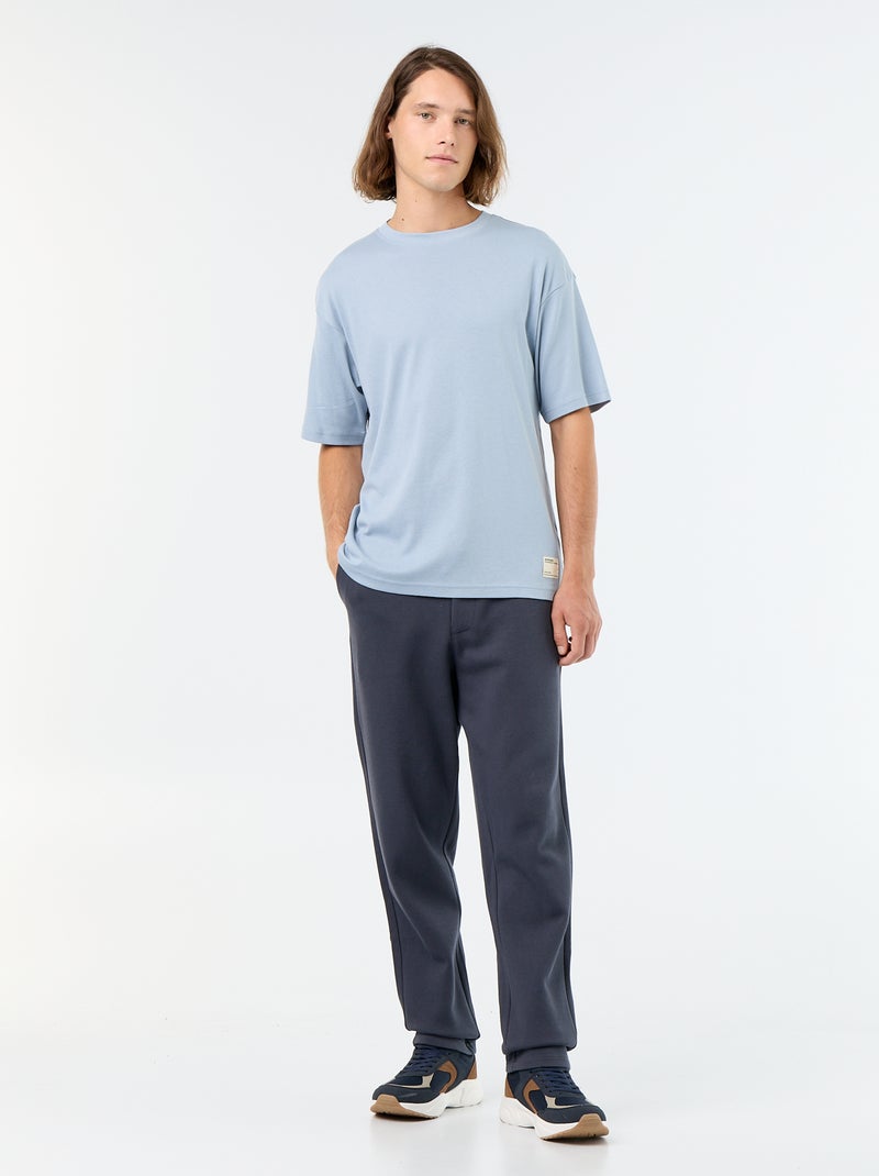 T-shirt a tinta unita a maniche corte e girocollo Blu - Kiabi