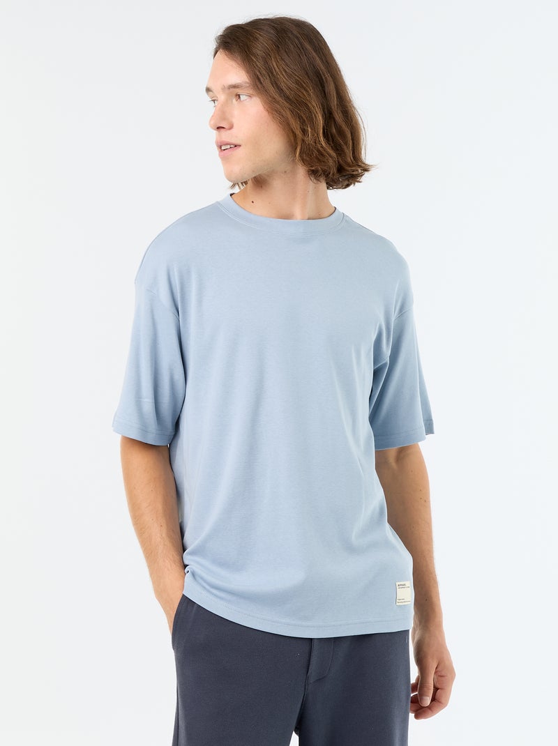T-shirt a tinta unita a maniche corte e girocollo Blu - Kiabi