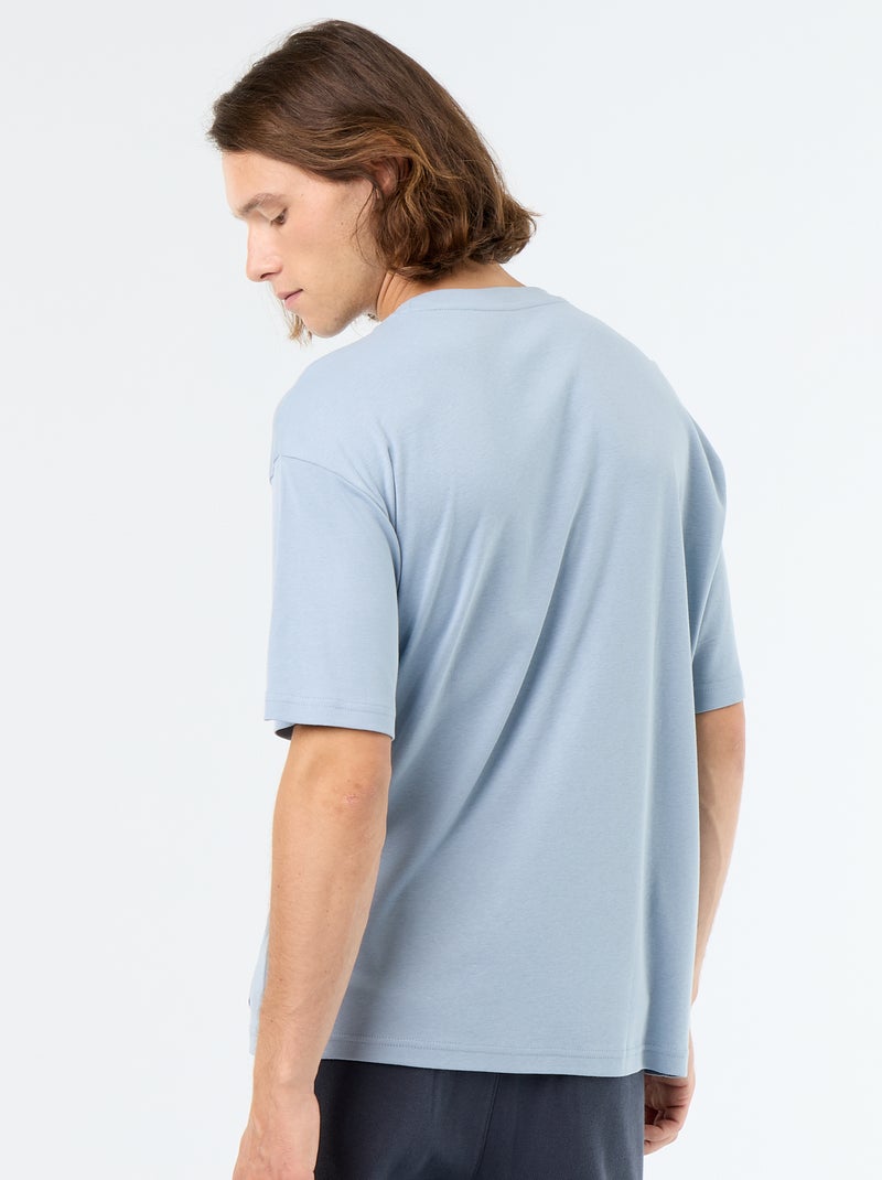 T-shirt a tinta unita a maniche corte e girocollo Blu - Kiabi