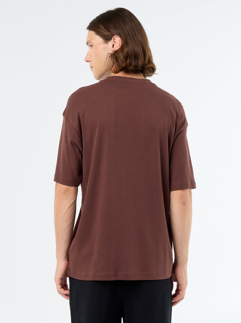 T-shirt a tinta unita a maniche corte e girocollo Marrone - Kiabi