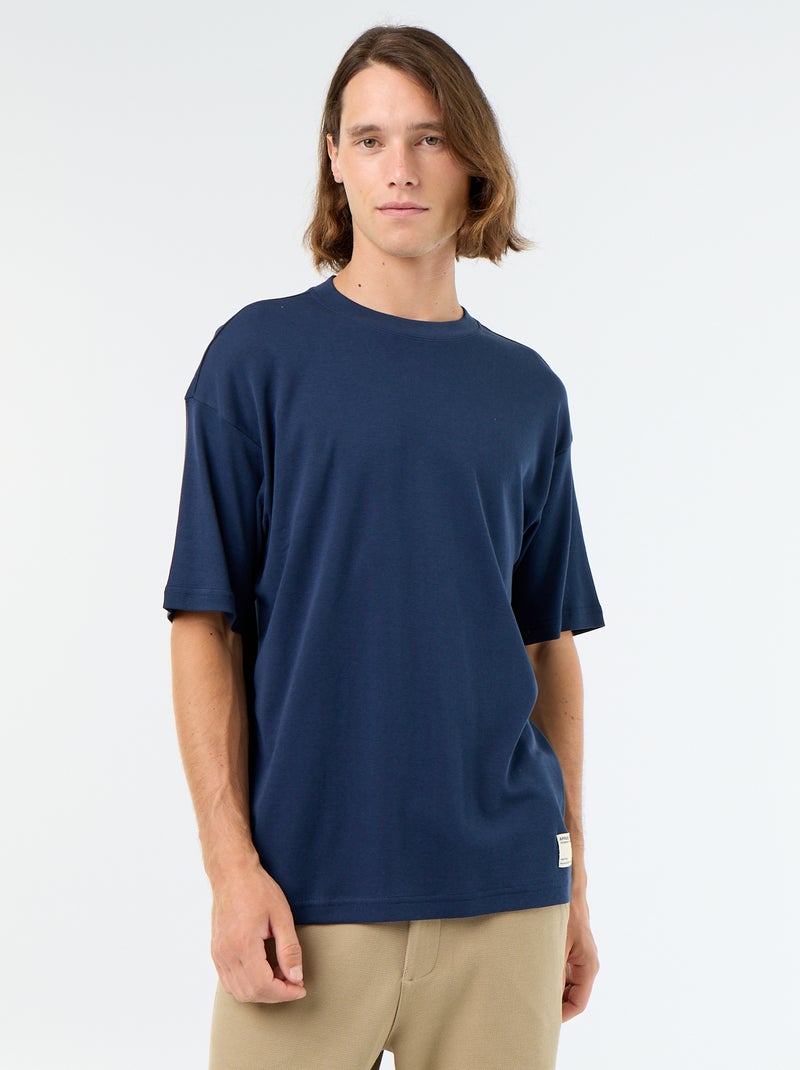 T-shirt a tinta unita a maniche corte e girocollo Nero - Kiabi