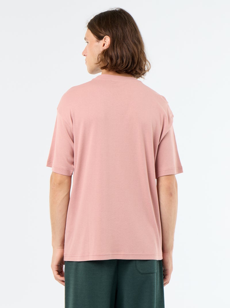 T-shirt a tinta unita a maniche corte e girocollo Rosa - Kiabi