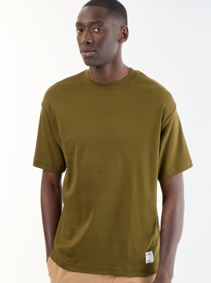 T-shirt a tinta unita a maniche corte e girocollo Verde - Kiabi
