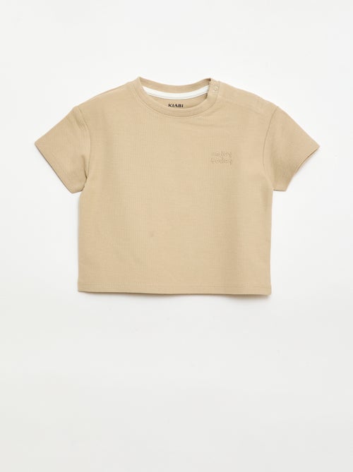 T-shirt a tinta unita a maniche corte in cotone - Kiabi