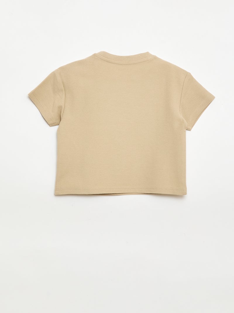 T-shirt a tinta unita a maniche corte in cotone Beige - Kiabi
