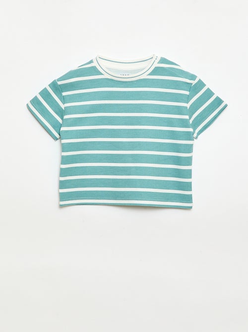 T-shirt a tinta unita a maniche corte in cotone - Kiabi