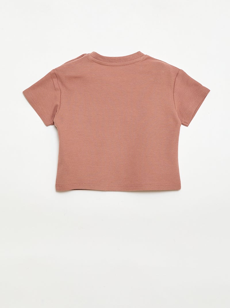 T-shirt a tinta unita a maniche corte in cotone Marrone - Kiabi
