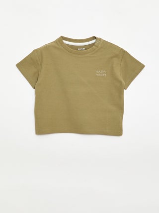T-shirt a tinta unita a maniche corte in cotone